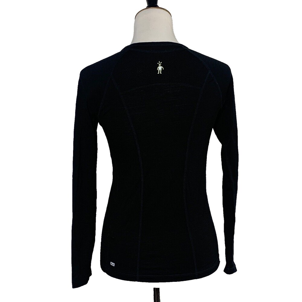 Smartwool PhD Black Merino Blend Crew Neck Base Layer Small Reflective - Picture 3 of 8